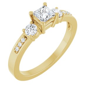 14K Yellow Gold 3.75x3.75 mm Square Ring Mounting
