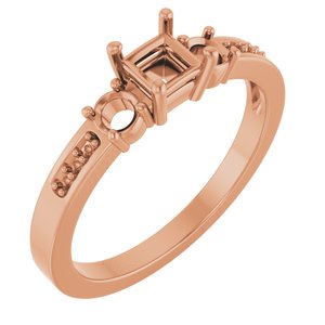 14K Rose Gold 3.75x3.75 mm Square Ring Mounting – image 2