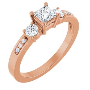 14K Rose Gold 3.75x3.75 mm Square Ring Mounting