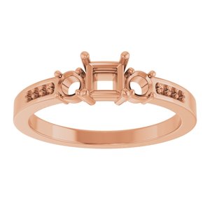 18K Rose Gold 3.75x3.75 mm Square Ring Mounting – image 6