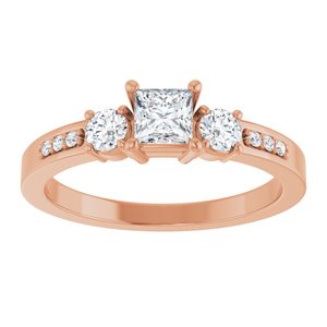 14K Rose Gold 3.75x3.75 mm Square Ring Mounting – image 5