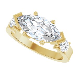 10K Yellow Gold 13x6.5 mm Marquise Ring Mounting – image 8