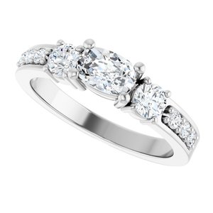 10K White Gold 6x4 mm Elongated Cushion Ring Mounting – image 8