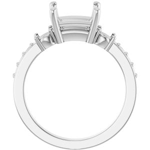 18K White Gold 7x7 mm Square Ring Mounting – image 4