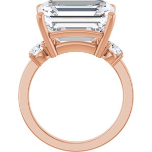 18K Rose Gold 14x12 mm Emerald Ring Mounting – image 3
