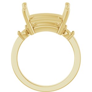 10K Yellow Gold 14x12 mm Emerald Ring Mounting – image 4