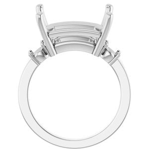 10K White Gold 14x12 mm Emerald Ring Mounting – image 4
