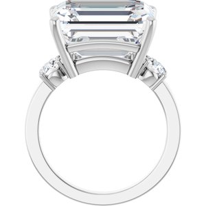 14K White Gold 14x12 mm Emerald Ring Mounting – image 3