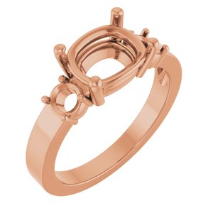 18K Rose Gold 9x7 mm Elongated Cushion Ring Mounting – image 2