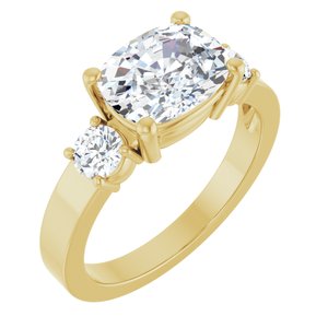 18K Yellow Gold 9x7 mm Elongated Cushion Ring Mounting