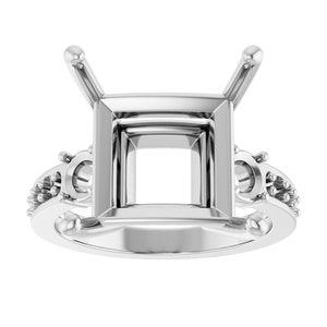 10K White Gold 12x12 mm Square Ring Mounting – image 6