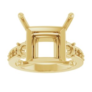 18K Yellow Gold 12x12 mm Square Ring Mounting – image 6