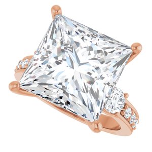 14K Rose Gold 12x12 mm Square Ring Mounting – image 8