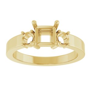 10K Yellow Gold 5x5 mm Square Ring Mounting – image 6