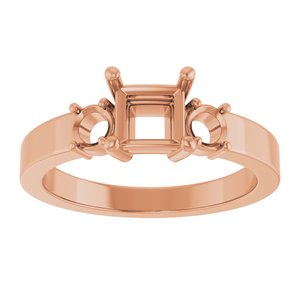 18K Rose Gold 5x5 mm Square Ring Mounting – image 6
