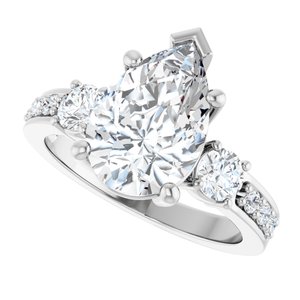 14K X1 White Gold 12x8 mm Pear Ring Mounting – image 8