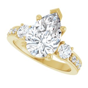 10K Yellow Gold 12x8 mm Pear Ring Mounting – image 8