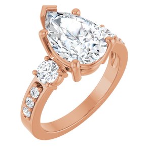 14K Rose Gold 12x8 mm Pear Ring Mounting