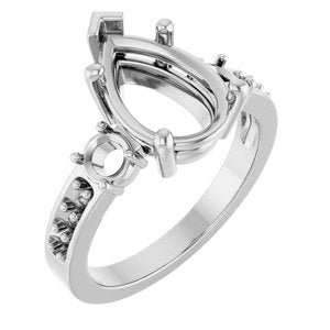 14K X1 White Gold 12x8 mm Pear Ring Mounting – image 2