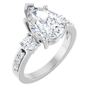 14K X1 White Gold 12x8 mm Pear Ring Mounting