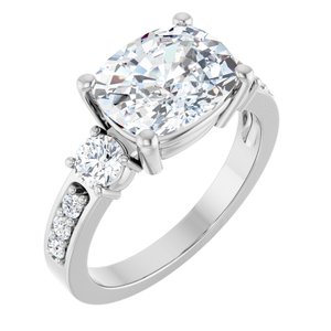Platinum 10x8 mm Elongated Cushion Ring Mounting