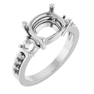 14K White Gold 10x8 mm Elongated Cushion Ring Mounting – image 2