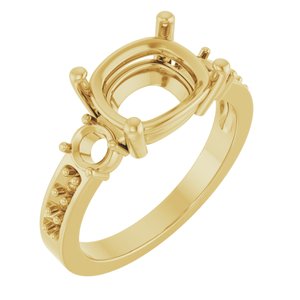 18K Yellow Gold 10x8 mm Elongated Cushion Ring Mounting – image 2