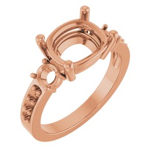 18K Rose Gold 10x8 mm Elongated Cushion Ring Mounting – image 2