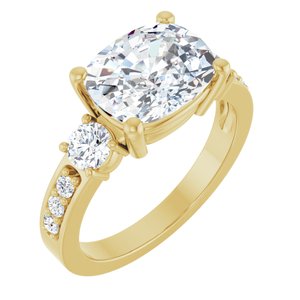 14K Yellow Gold 10x8 mm Elongated Cushion Ring Mounting