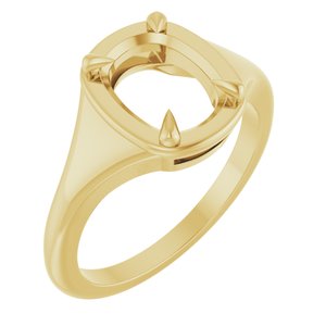 18K Yellow Gold 9x7 mm Elongated Cushion Ring Mounting – image 2