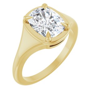 18K Yellow Gold 9x7 mm Elongated Cushion Ring Mounting