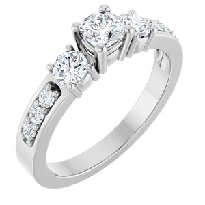 14K X1 White Gold 4x4 mm Cushion Ring Mounting