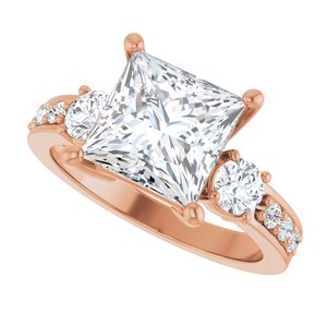 10K Rose Gold 8x8 mm Square Ring Mounting – image 8
