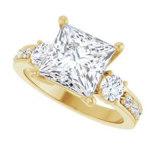 14K Yellow Gold 8x8 mm Square Ring Mounting – image 8