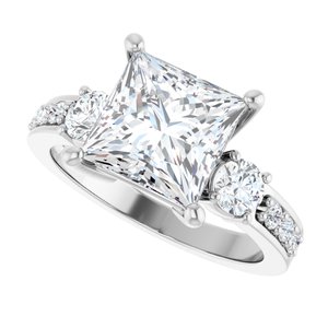 18K White Gold 8x8 mm Square Ring Mounting – image 8
