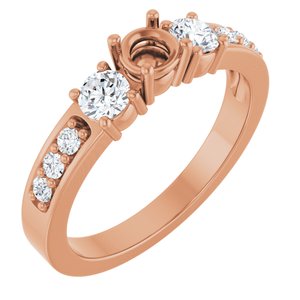 14K Rose Gold 4.1 mm Round 1/2 CTW Natural Diamond Semi-Set Ring – image 2