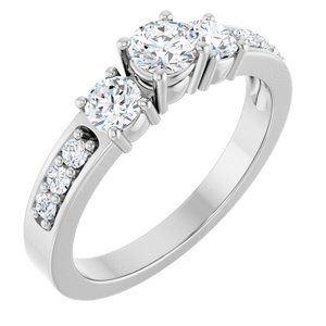 Platinum 4.1 mm Round 1/2 CTW Natural Diamond Semi-Set Ring