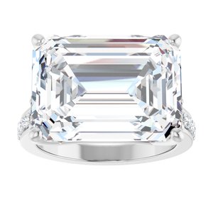 10K White Gold 16x12 mm Emerald Ring Mounting – image 5