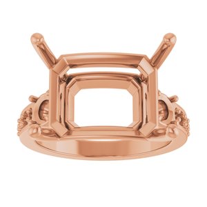 18K Rose Gold 16x12 mm Emerald Ring Mounting – image 6