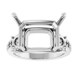 14K White Gold 16x12 mm Emerald Ring Mounting – image 6