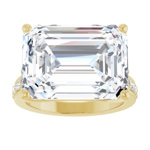 18K Yellow Gold 16x12 mm Emerald Ring Mounting – image 5