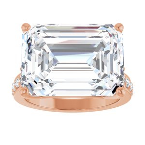 10K Rose Gold 16x12 mm Emerald Ring Mounting – image 5