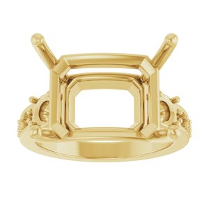 18K Yellow Gold 16x12 mm Emerald Ring Mounting – image 6