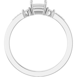 10K White Gold 4.5x3 mm Emerald Ring Mounting – image 4