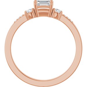 10K Rose Gold 4.5x3 mm Emerald Ring Mounting – image 3