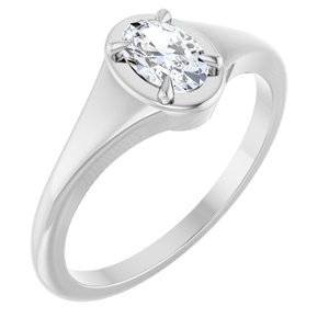 14K White Gold 6x4 mm Oval Ring Mounting