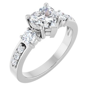 Sterling Silver 6.5x6.5 mm Heart Ring Mounting