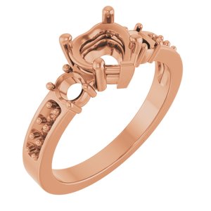14K Rose Gold 6.5x6.5 mm Heart Ring Mounting – image 2