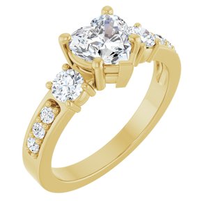 10K Yellow Gold 6.5x6.5 mm Heart Ring Mounting