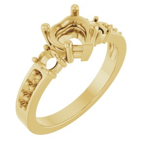 14K Yellow Gold 6.5x6.5 mm Heart Ring Mounting – image 2